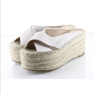 PLV Leather Platform Wedge Sandals Pale Pink